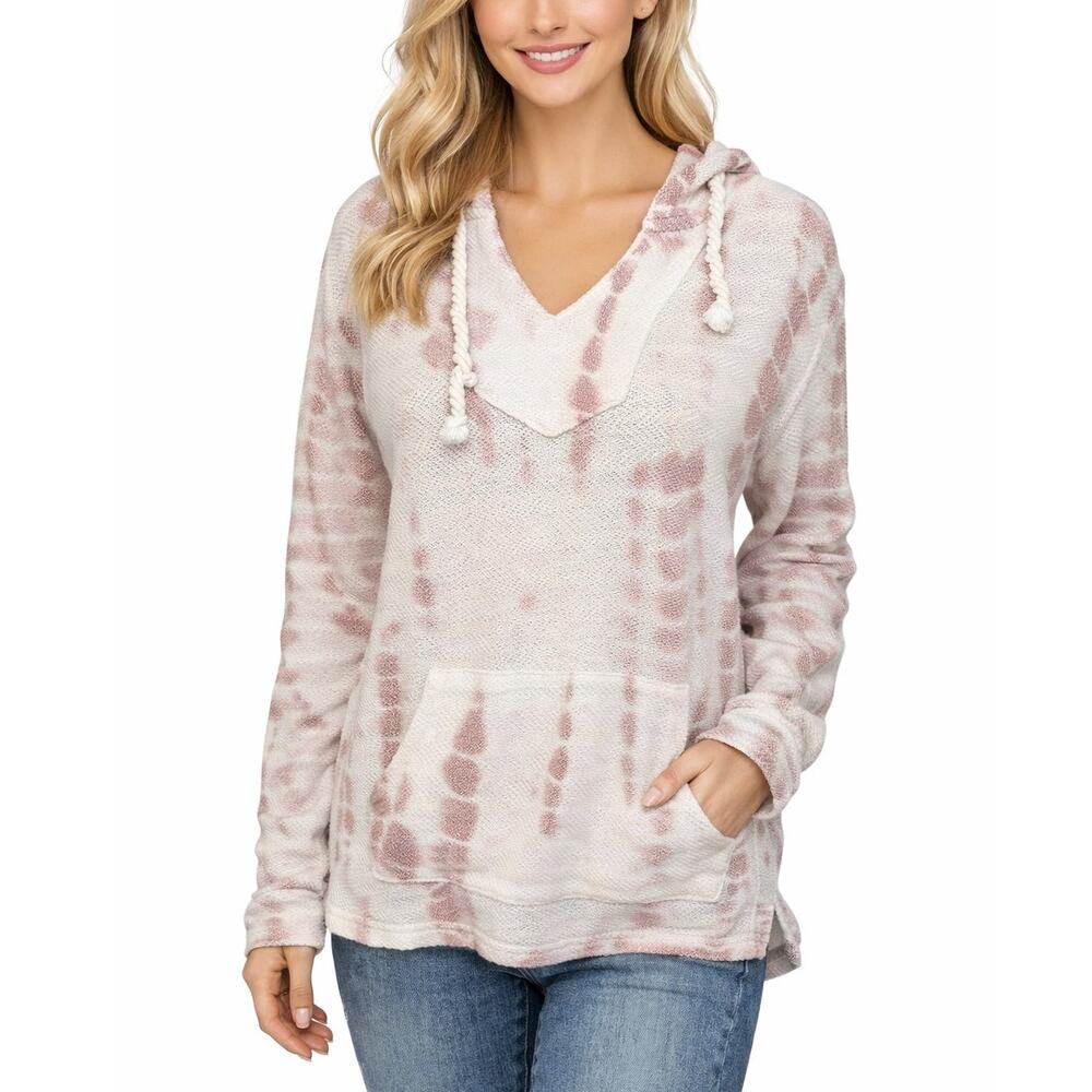 2/$30 Ocean Drive Tie Dye Hoodie Pink White Shibori Size S